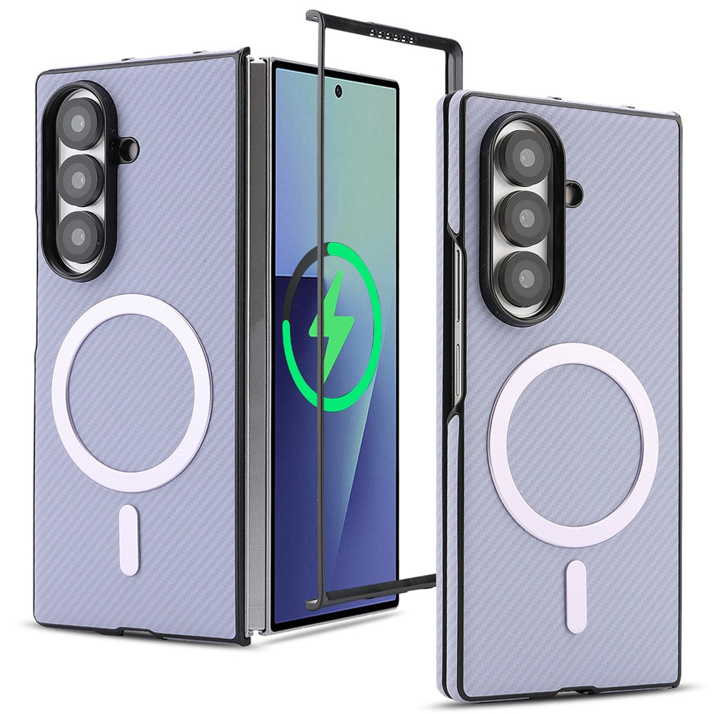 Samsung Galaxy Z Fold7 5G-skal med sidofäst kolfiberstruktur i PU TPU med magnetisk metallring
