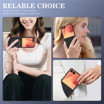 For Samsung Galaxy Z Flip7 5G Case Side-pasted Carbon Fiber Texture PU TPU Phone Cover With Metal Magnetic Ring