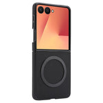 For Samsung Galaxy Z Flip7 5G Case Side-pasted Carbon Fiber Texture PU TPU Phone Cover With Metal Magnetic Ring