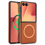 For Samsung Galaxy Z Flip7 5G Case Side-pasted Carbon Fiber Texture PU TPU Phone Cover With Metal Magnetic Ring