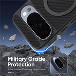 For Google Pixel 11 Pro Case Side-pasted Carbon Fiber Texture PU TPU Phone Cover With Metal Magnetic Ring