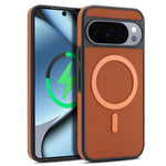 For Google Pixel 11 Pro Case Side-pasted Carbon Fiber Texture PU TPU Phone Cover With Metal Magnetic Ring