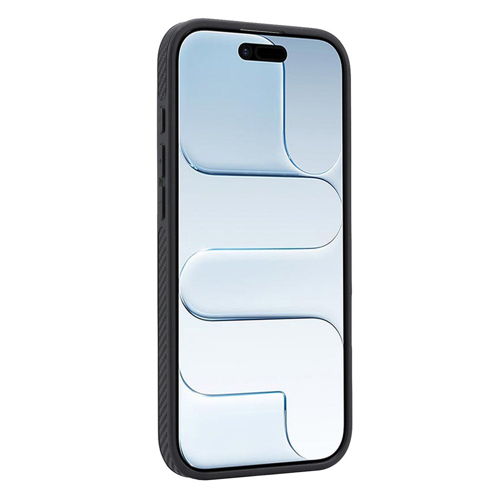 For iPhone Air Case Side-pasted Carbon Fiber Texture PU TPU Phone Cover With Metal Magnetic Ring
