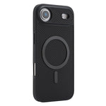 For iPhone Air Case Side-pasted Carbon Fiber Texture PU TPU Phone Cover With Metal Magnetic Ring