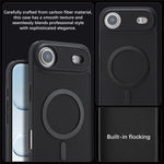 For iPhone Air Case Side-pasted Carbon Fiber Texture PU TPU Phone Cover With Metal Magnetic Ring