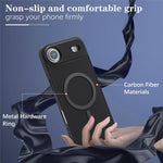 For iPhone Air Case Side-pasted Carbon Fiber Texture PU TPU Phone Cover With Metal Magnetic Ring