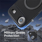 For iPhone Air Case Side-pasted Carbon Fiber Texture PU TPU Phone Cover With Metal Magnetic Ring