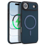 For iPhone Air Case Side-pasted Carbon Fiber Texture PU TPU Phone Cover With Metal Magnetic Ring