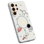 For Samsung Galaxy S25 Ultra Magnetic Case Cartoon Astronaut Design TPU Anti-Slip Impact Resistant Phone Cover