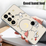 For Samsung Galaxy S25 Ultra Magnetic Case Cartoon Astronaut Design TPU Anti-Slip Impact Resistant Phone Cover
