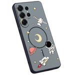 For Samsung Galaxy S25 Ultra Magnetic Case Cartoon Astronaut Design TPU Anti-Slip Impact Resistant Phone Cover