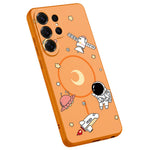 For Samsung Galaxy S25 Ultra Magnetic Case Cartoon Astronaut Design TPU Anti-Slip Impact Resistant Phone Cover