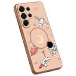 For Samsung Galaxy S25 Ultra Magnetic Case Cartoon Astronaut Design TPU Anti-Slip Impact Resistant Phone Cover