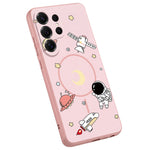 For Samsung Galaxy S25 Ultra Magnetic Case Cartoon Astronaut Design TPU Anti-Slip Impact Resistant Phone Cover