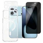 For iPhone 18 Pro Max Magnetic Case TPU + PC Phone Cover with 180° Anti-Spy Screen Film + Clear Lens Film