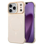 For iPhone 18 Pro / 17 Pro Magnetic Case with Lens Frame Kickstand Carbon Fiber Texture Hard PC Half-Wrapped Phone Cover