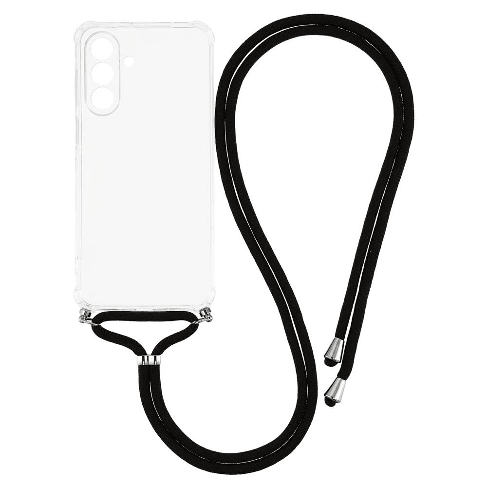 For Samsung Galaxy A18 4G / A18 5G Case Reinforced Corner TPU Clear Phone Cover with Lanyard