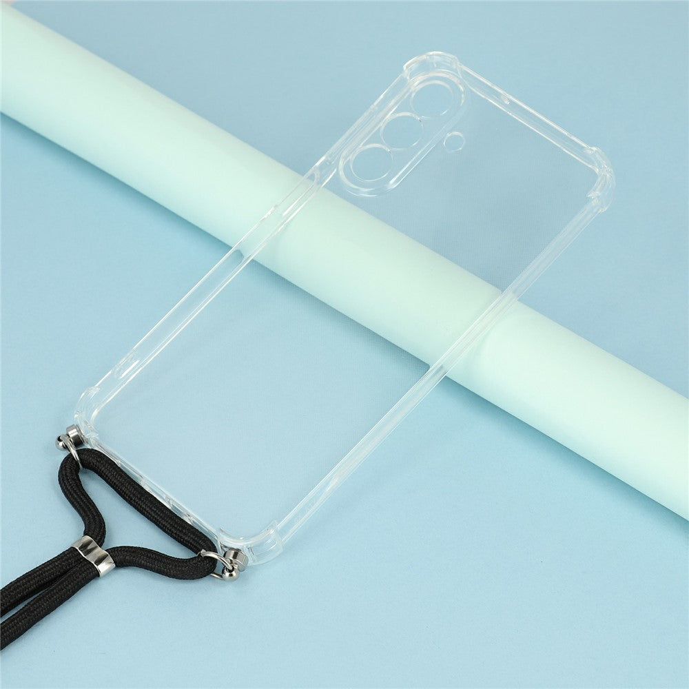 For Samsung Galaxy A18 4G / A18 5G Case Reinforced Corner TPU Clear Phone Cover with Lanyard