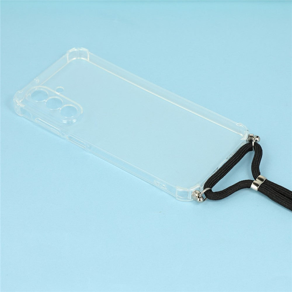 For Samsung Galaxy A18 4G / A18 5G Case Reinforced Corner TPU Clear Phone Cover with Lanyard