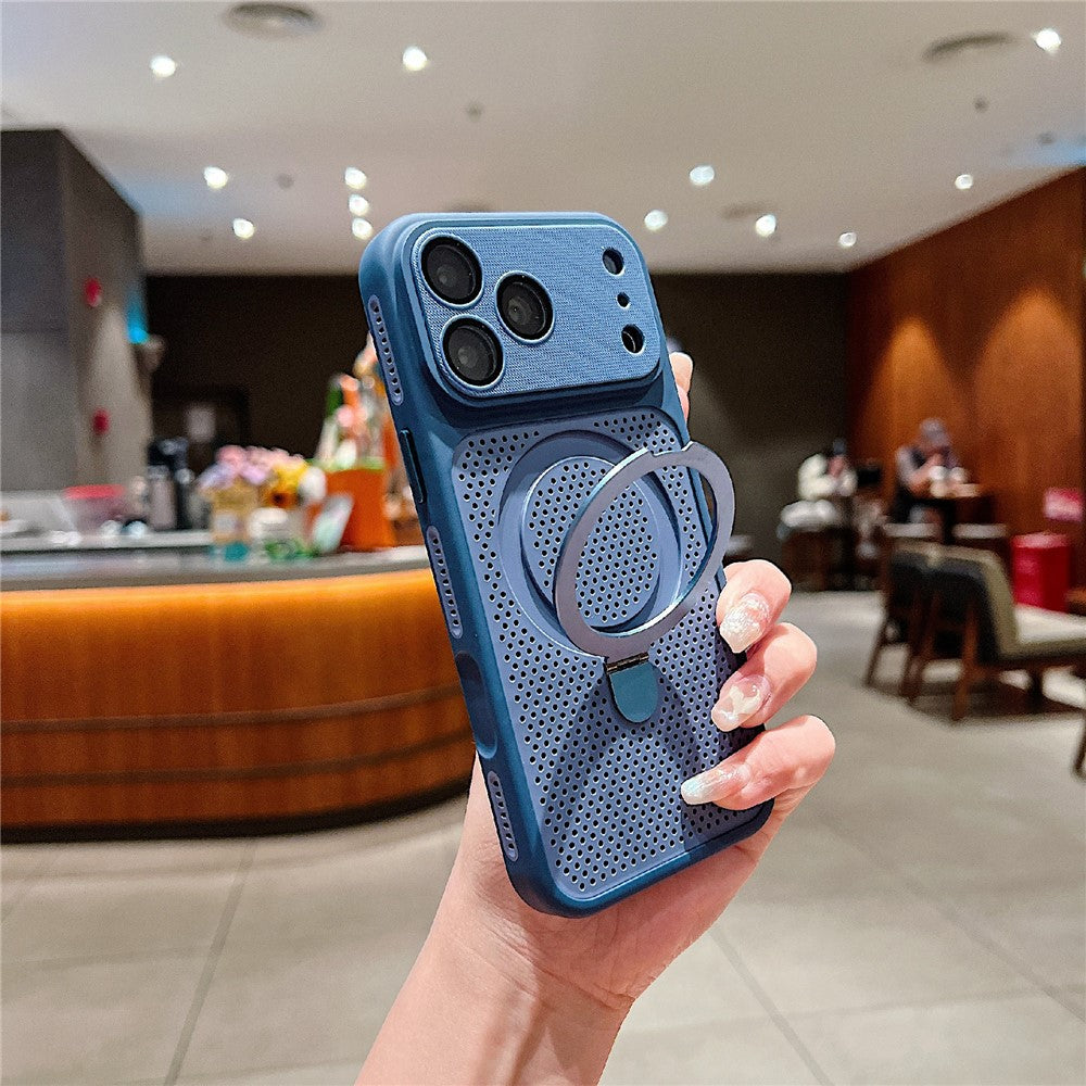 Til iPhone 18 Pro Max / 17 Pro Max Cover Magnetisk Støtteben Varmeafledende Mesh PC + TPU Telefoncover