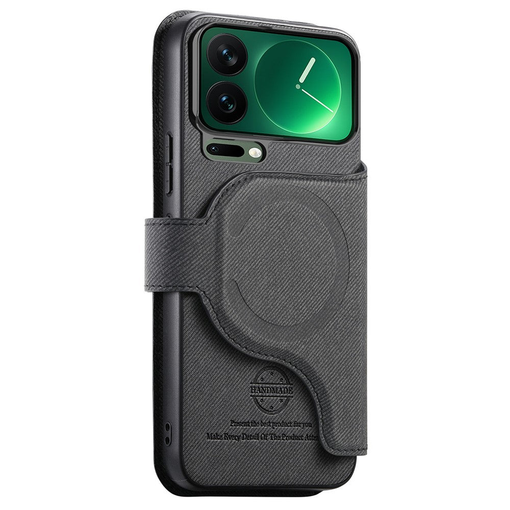 For Xiaomi 17 Pro Max Magnetic Case RFID Blocking Detachable Wallet Stand Cloth Texture Leather Phone Cover