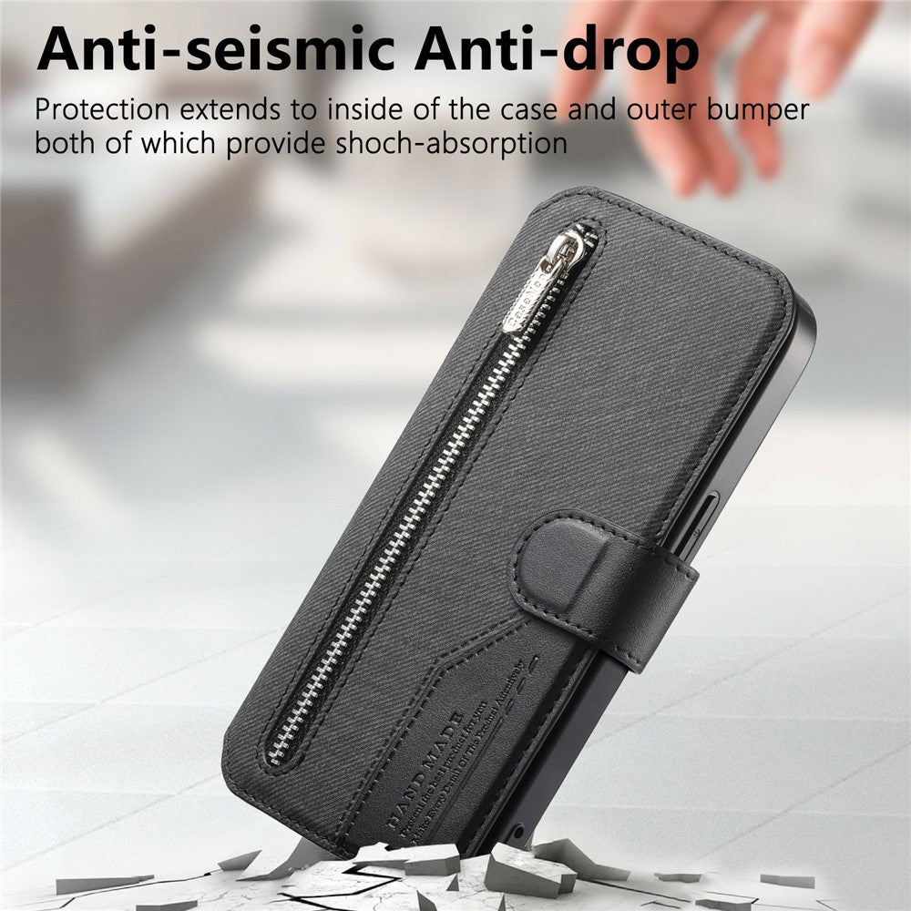 For Xiaomi 17 Pro Max Magnetic Case RFID Blocking Detachable Wallet Stand Cloth Texture Leather Phone Cover