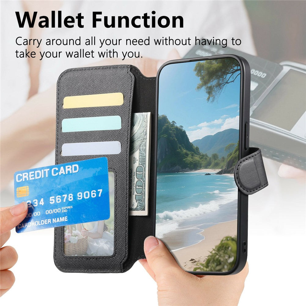 For Xiaomi 17 Pro Max Magnetic Case RFID Blocking Detachable Wallet Stand Cloth Texture Leather Phone Cover