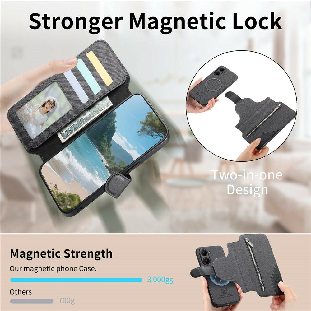 Xiaomi Poco X7 Pro 5G Magnetiskt Skal RFID-blockerande Avtagbart Plånboksställ Tygtextur Läder mobilskal