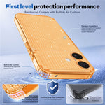 Til iPhone 16 TPU cover med diamanttekstur, glitter og stødsikre hjørner med airbag