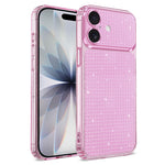 Til iPhone 16 TPU cover med diamanttekstur, glitter og stødsikre hjørner med airbag