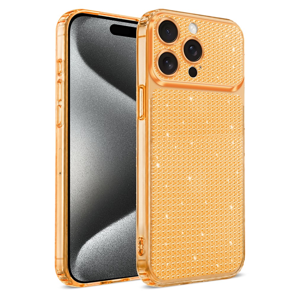 Til iPhone 16 Pro Max TPU Cover Diamanttekstur Glitter Stødsikkert Telefoncover med Airbaghjørne