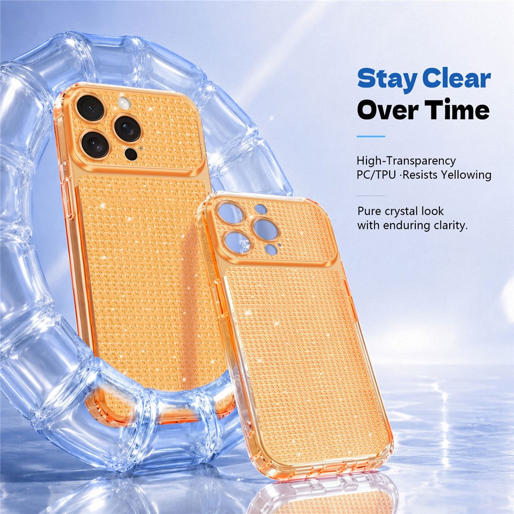 Til iPhone 16 Pro Max TPU Cover Diamanttekstur Glitter Stødsikkert Telefoncover med Airbaghjørne