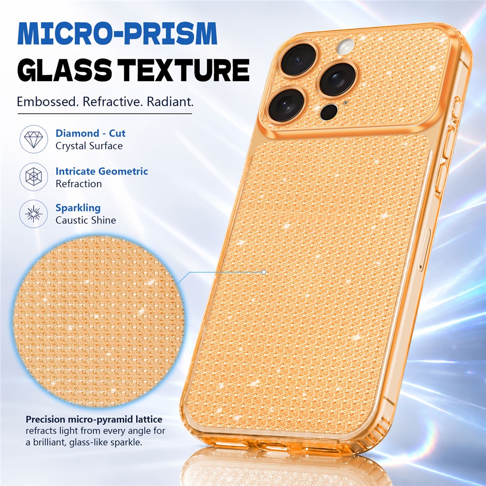 For iPhone 16 Pro TPU Case Diamond Texture Glitter Shockproof Phone Cover with Airbag Corner