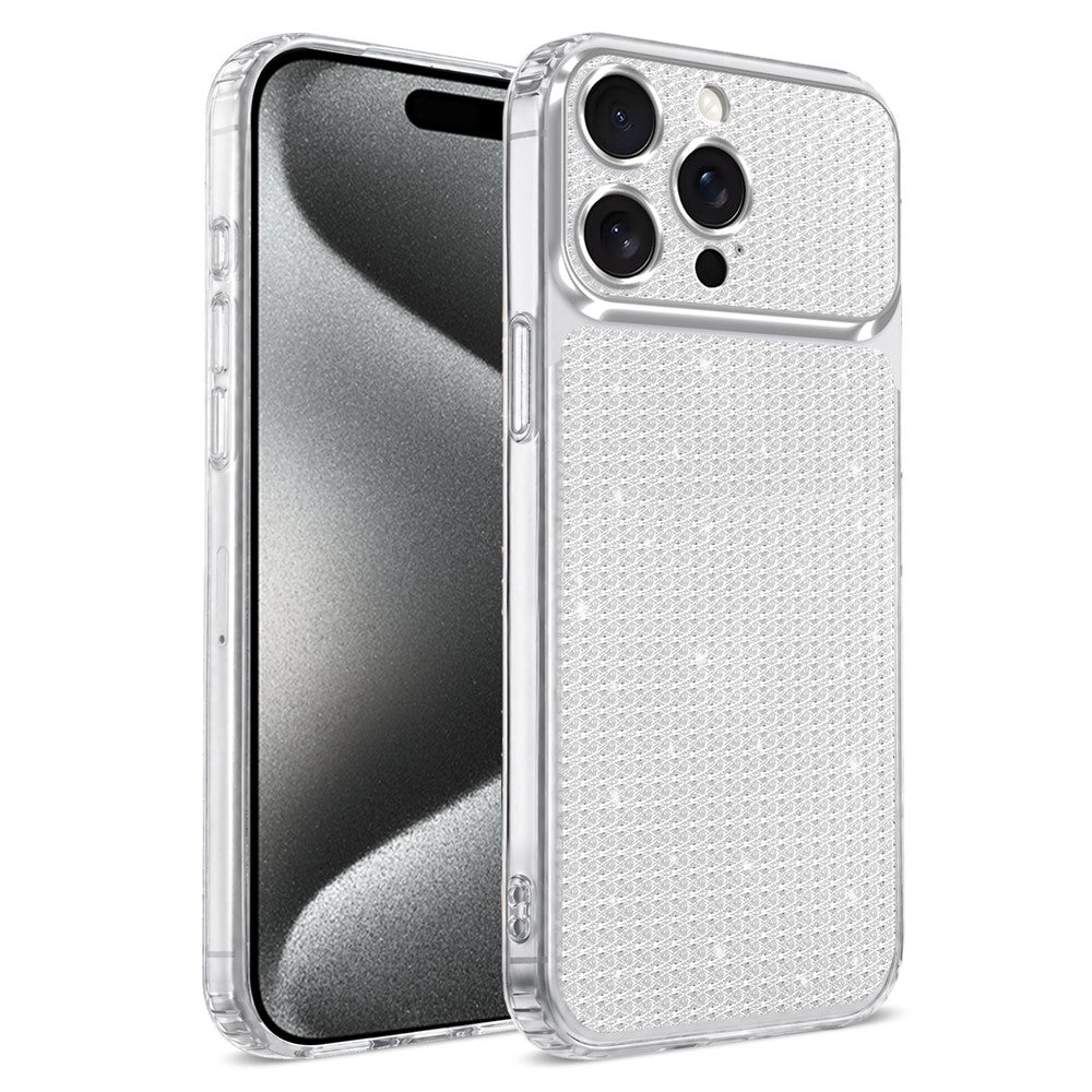 For iPhone 16 Pro TPU Case Diamond Texture Glitter Shockproof Phone Cover with Airbag Corner