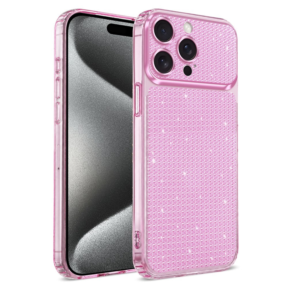 For iPhone 16 Pro TPU Case Diamond Texture Glitter Shockproof Phone Cover with Airbag Corner