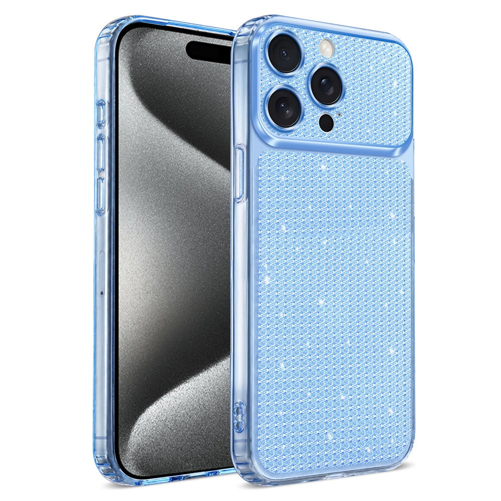 For iPhone 16 Pro TPU Case Diamond Texture Glitter Shockproof Phone Cover with Airbag Corner