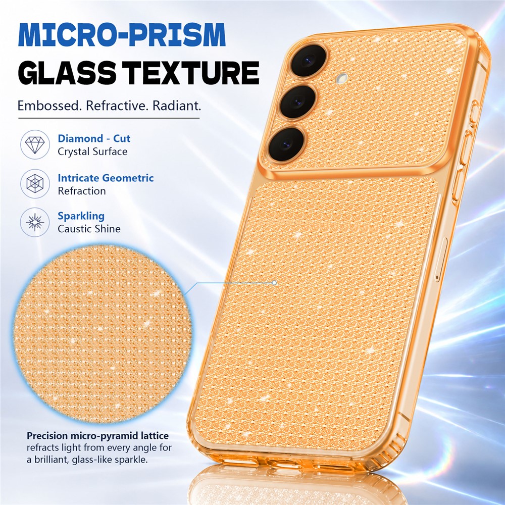 For Samsung Galaxy S26+ TPU Case Diamond Texture Glitter Shockproof Phone Cover with Airbag Corner