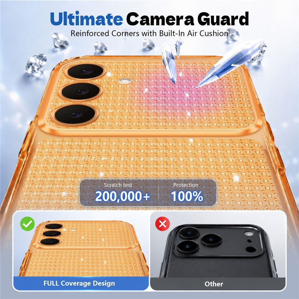For Samsung Galaxy S26+ TPU Case Diamond Texture Glitter Shockproof Phone Cover with Airbag Corner
