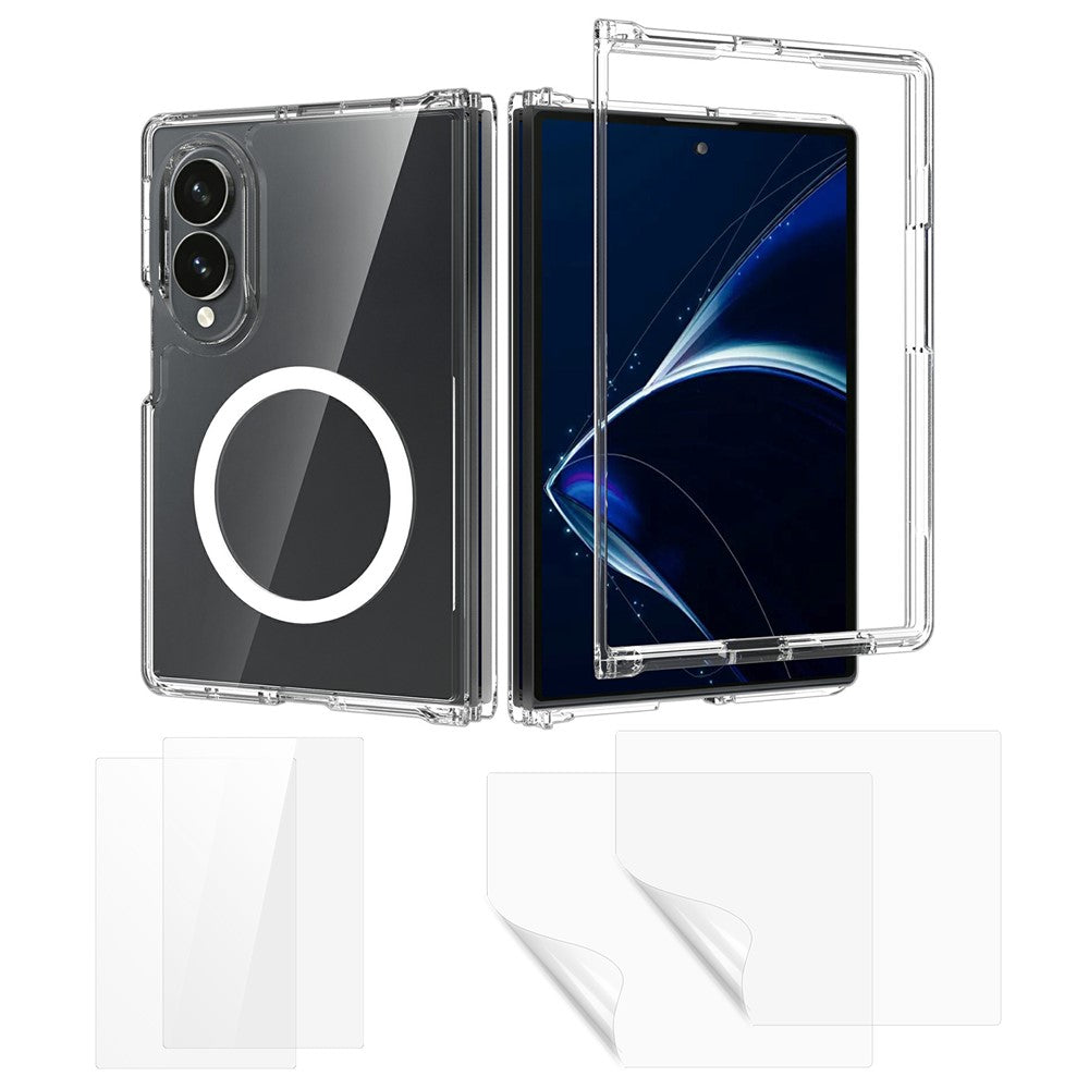 Til Samsung Galaxy Z Fold8 Magnetisk Cover PC + TPU Gennemsigtigt Telefoncover + 2 stk. Hærdet Glasfilm til Udvendig Skærm + 2 stk. Hydrogelfilm til Indvendig Skærm