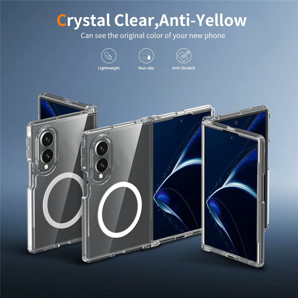 Til Samsung Galaxy Z Fold8 Magnetisk Cover PC + TPU Gennemsigtigt Telefoncover + 2 stk. Hærdet Glasfilm til Udvendig Skærm + 2 stk. Hydrogelfilm til Indvendig Skærm