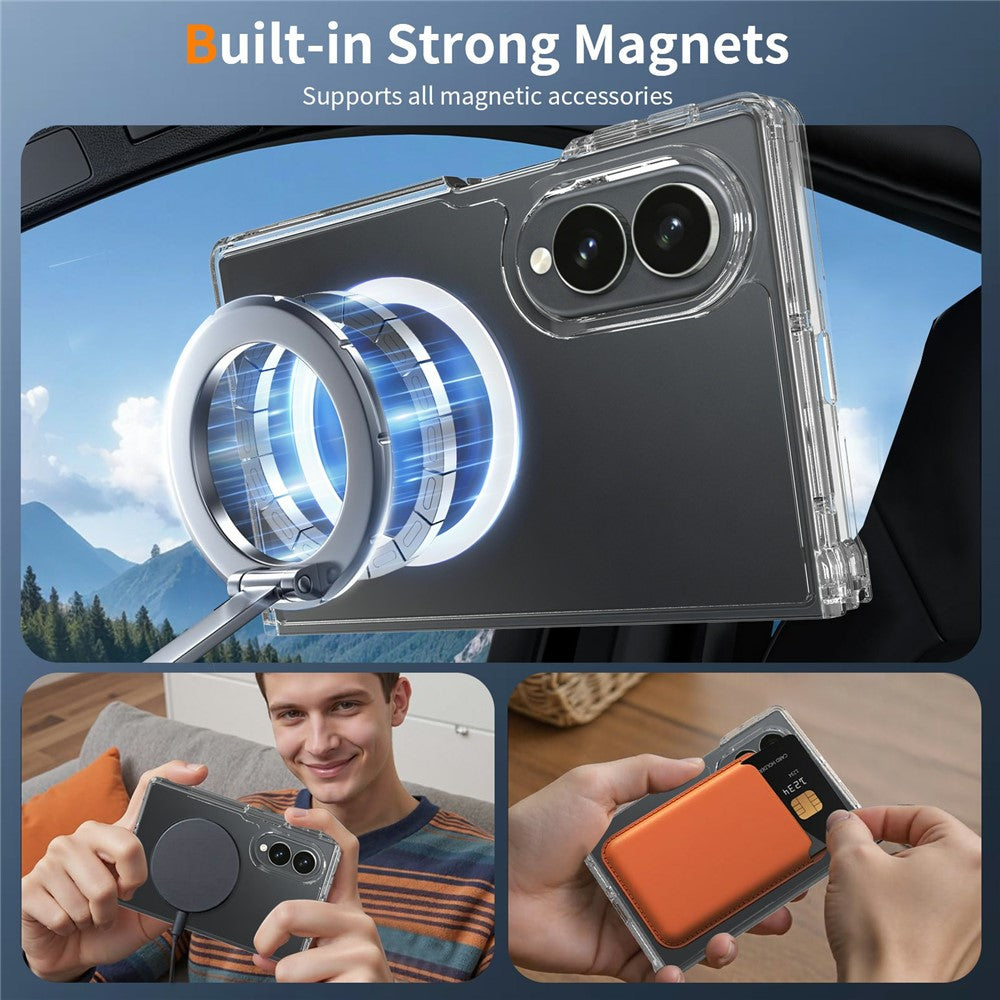 Til Samsung Galaxy Z Fold8 Magnetisk Cover PC + TPU Gennemsigtigt Telefoncover + 2 stk. Hærdet Glasfilm til Udvendig Skærm + 2 stk. Hydrogelfilm til Indvendig Skærm