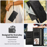 For Samsung Galaxy S26+ Case PU Leather Butterfly Floral Zippered Wallet Phone Cover with Wrist Strap / Shoulder Strap