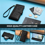 For Samsung Galaxy S26+ Case PU Leather Butterfly Floral Zippered Wallet Phone Cover with Wrist Strap / Shoulder Strap