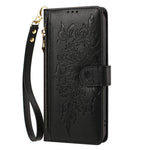 For Samsung Galaxy S26+ Case PU Leather Butterfly Floral Zippered Wallet Phone Cover with Wrist Strap / Shoulder Strap