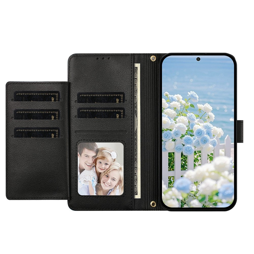 For Samsung Galaxy S26 FE Case PU Leather Butterfly Floral Zippered Wallet Phone Cover with Wrist Strap / Shoulder Strap