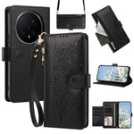 For Honor Magic8 Pro 5G Case PU Leather Butterfly Floral Zippered Wallet Phone Cover with Wrist Strap / Shoulder Strap