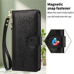 For Honor Magic8 Pro 5G Case PU Leather Butterfly Floral Zippered Wallet Phone Cover with Wrist Strap / Shoulder Strap