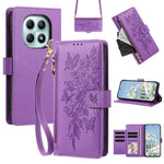 For Xiaomi Redmi Note 15 4G (Global)  /  Redmi Note 15 5G (Global)  /  Poco M8 5G Case PU Leather Butterfly Floral Zippered Wallet Phone Cover with Wrist Strap / Shoulder Strap