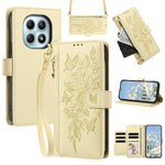 For Xiaomi Redmi Note 15 4G (Global)  /  Redmi Note 15 5G (Global)  /  Poco M8 5G Case PU Leather Butterfly Floral Zippered Wallet Phone Cover with Wrist Strap / Shoulder Strap