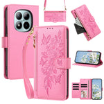 For Xiaomi Redmi Note 15 Pro 5G (Global) Case PU Leather Butterfly Floral Zippered Wallet Phone Cover with Wrist Strap  /  Shoulder Strap